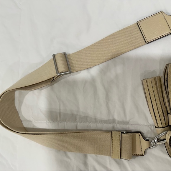 Tory Burch Thea Mini Web Shoulder Bag Cream Crossbody pebbled Leather. Designer - Picture 9 of 13